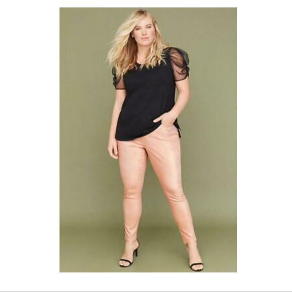 Lane Bryant Mid Rise Super stretch skinny Metallic Rose Gold jeans 28 - Picture 1 of 8